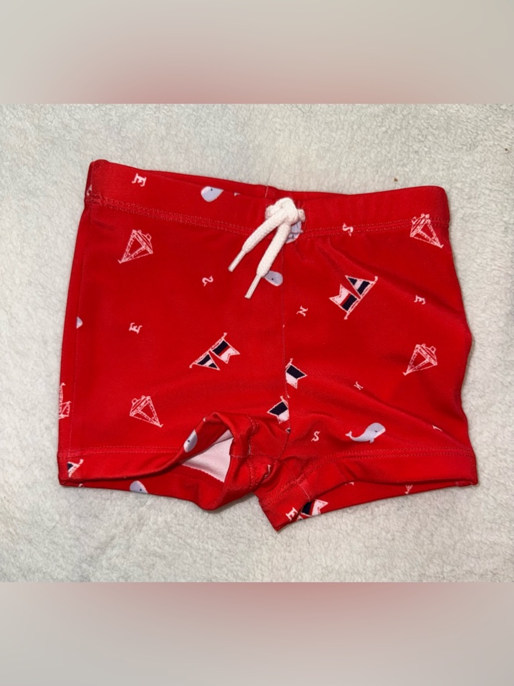 Janie and Jack baby boys nautical print swim trunks. Size 3-6 mos